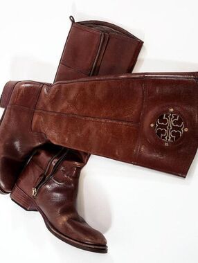 Tory Burch Brown Leather Knee-High Boots Size 7.5M
